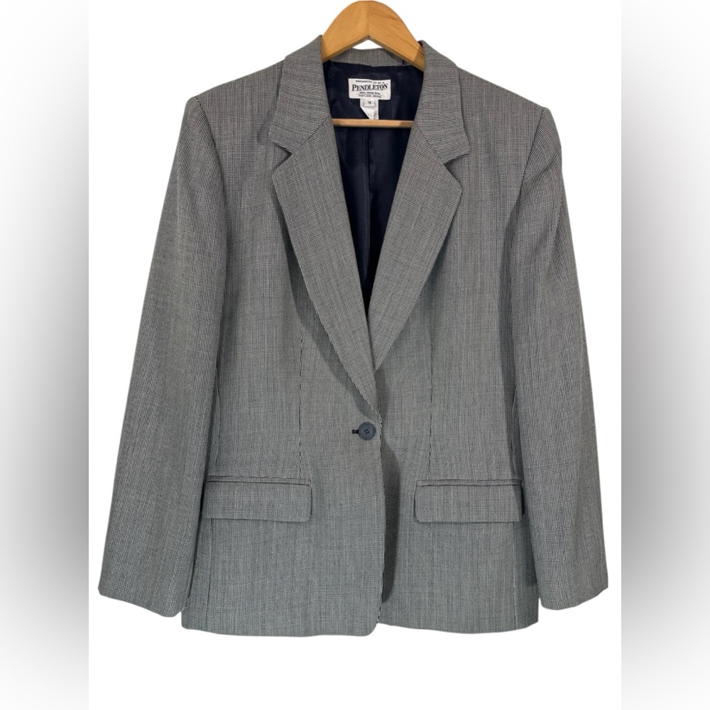 Pendleton 100% Wool Blazer Womens Sz 16 Gray Career Business Casual Jacket